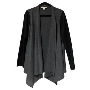 Staring At Stars Open Front Waterfall Cardigan women large grey black wool blend